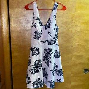 Light pink and black velvet textured flower dress